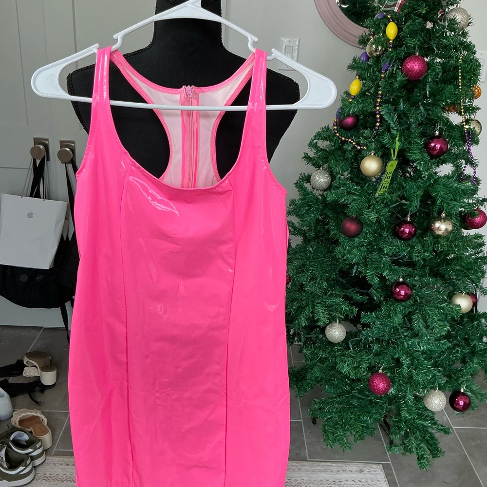 Pink Women's Latex Mini Dress